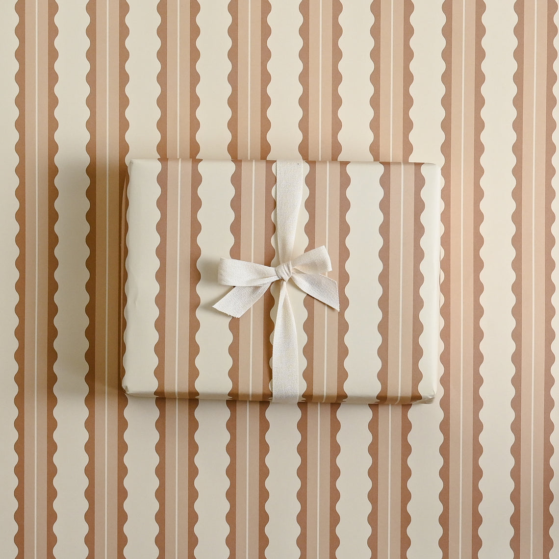 Tan Scalloped Stripe Wrap