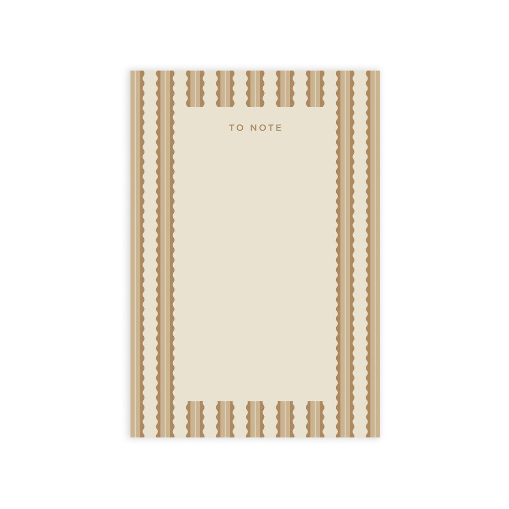 Tan Scallop Stripe Notepad