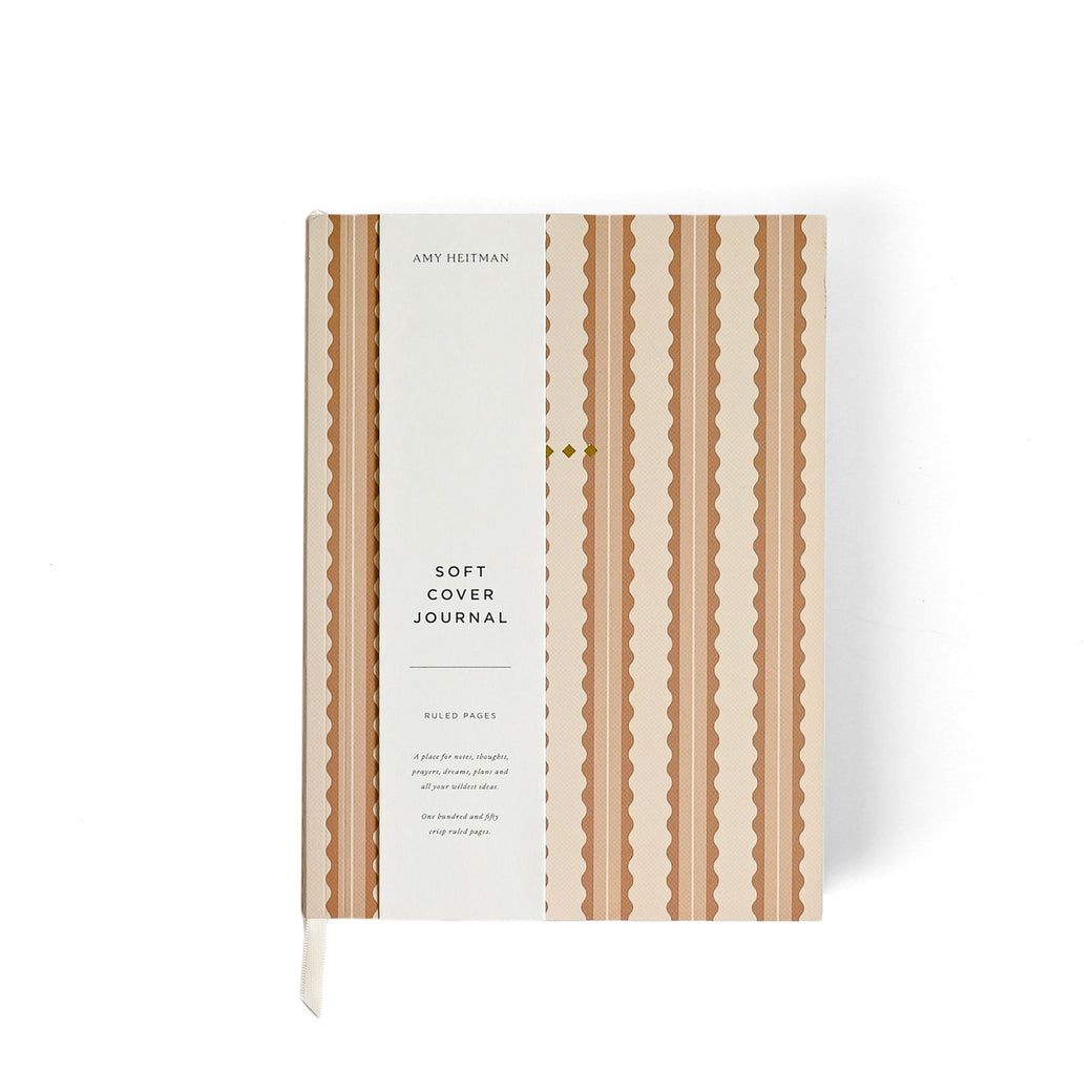 Tan Scalloped Stripe Soft Cover Journal
