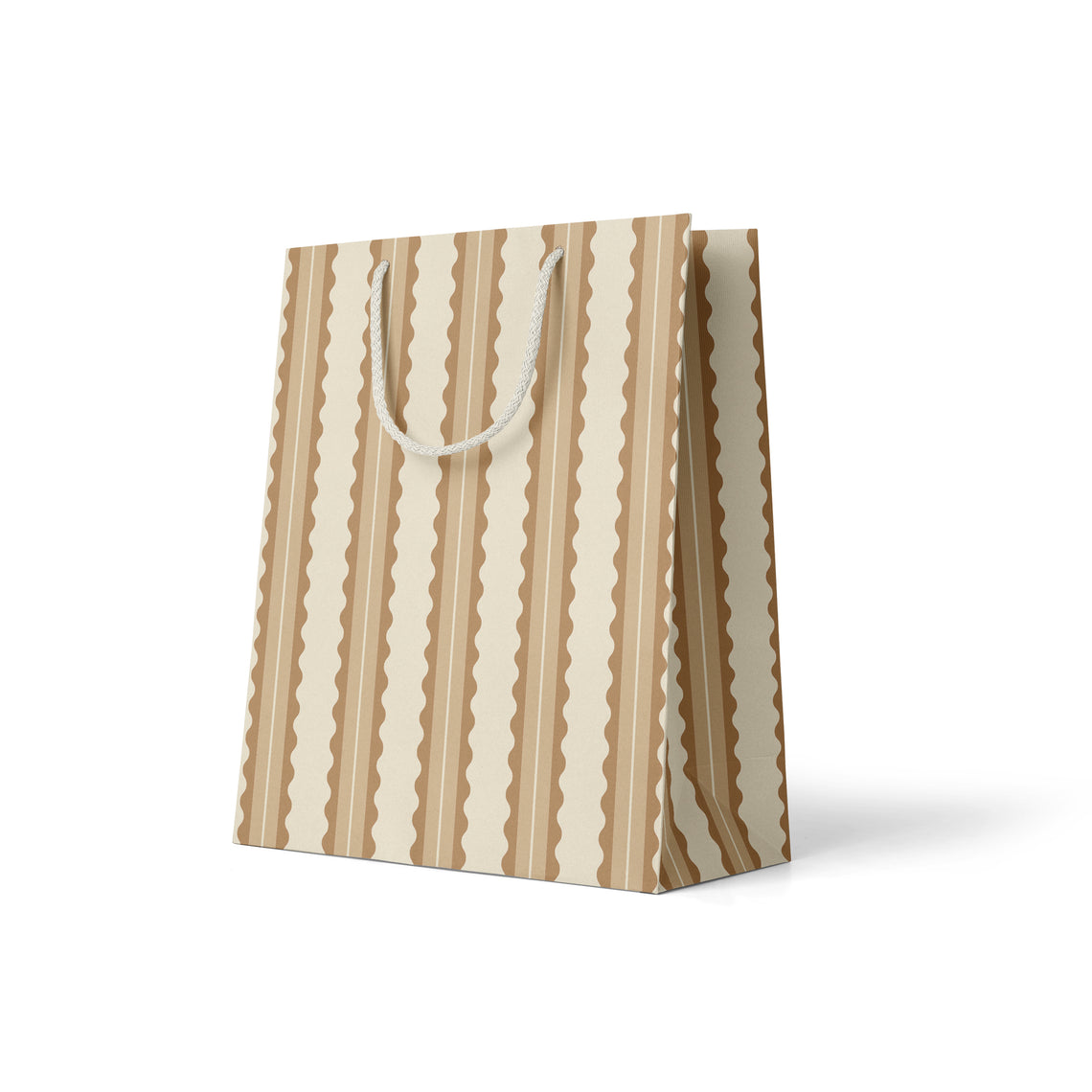 Tan Scalloped Stripe Gift Bag