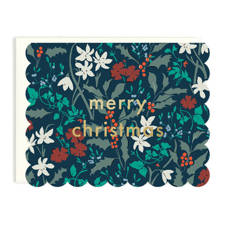 Merry Christmas Scalloped Floral